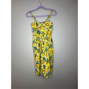 Bar III Yellow Green Floral Print Dress Size Small